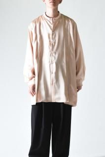 BISHOOL Dress Satin Wide Pleats  Shirt pink