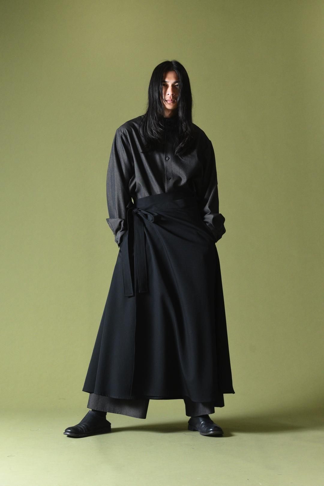 BISHOOL Wool Gabardine Wrap Unisex Skirt - BISHOOL,Edwina
