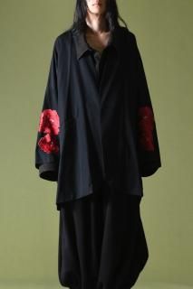 BISHOOL Embroidery Wool Gabardine Kimono Sleeve Jacket bara