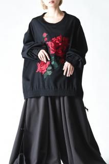BISHOOL Embroidery Wool Gabardine Vague Pullover blackred emb
