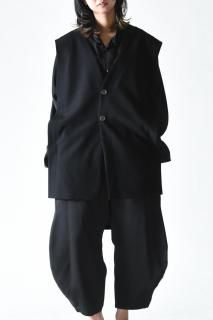 NEPHOLOGIST Without Sleeve and Collar Jacket wool silk black