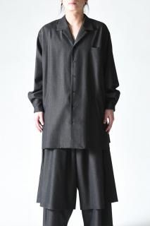 BISHOOL Wool Gabardine Drape Oversized  Shirt ash beige