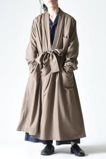 BISHOOL Wool Gabardine KIMONO Long Coat beige