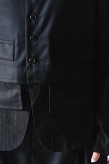 NaNo Art 3 Tuck BONTAN Trousers Black Stripe/Navy Stripe