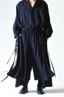 BISHOOL Wool Gabardine Rope Layered  navy