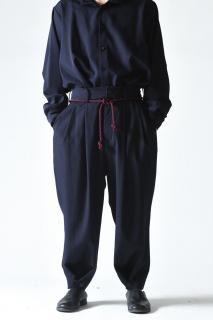 BISHOOL Wool Gabardine  Wide Slacks navy