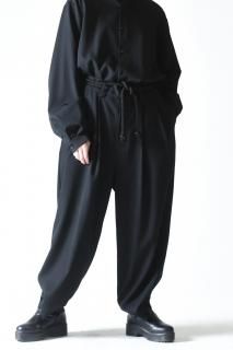 BISHOOL Wool Gabardine  Wide Slacks black