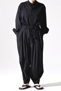 BISHOOL Wool Gabardine  Wide Slacks black