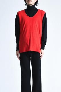 SILENCE Nep Silk Sleeveless Knit Red