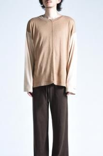 SILENCE Two-tone Baseball T-Shirt CamelBrown