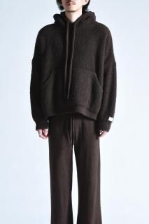SILENCE Big Size Knitting Sweat Hoodie Dark Brown
