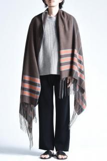 SILENCE Cashmere Mix Check Blanket Brown Mix