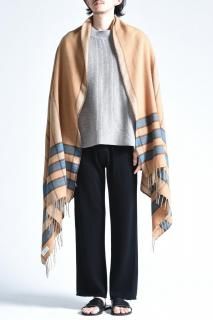 SILENCE Cashmere Mix Check Blanket Camel Mix