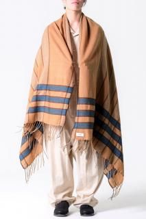 SILENCE Cashmere Mix Check Blanket Camel Mix