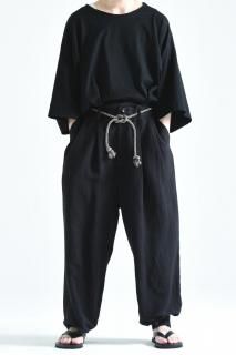 BISHOOL Linen Viscose  Wide Slacks black