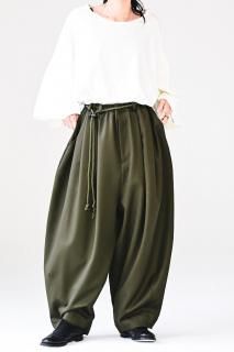 BISHOOL Wool Gabardine  Volume Pants khaki