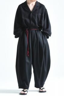 BISHOOL Wool Gabardine  Volume Pants black