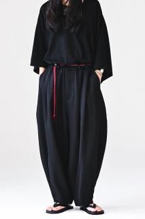 BISHOOL Wool Gabardine  Volume Pants black