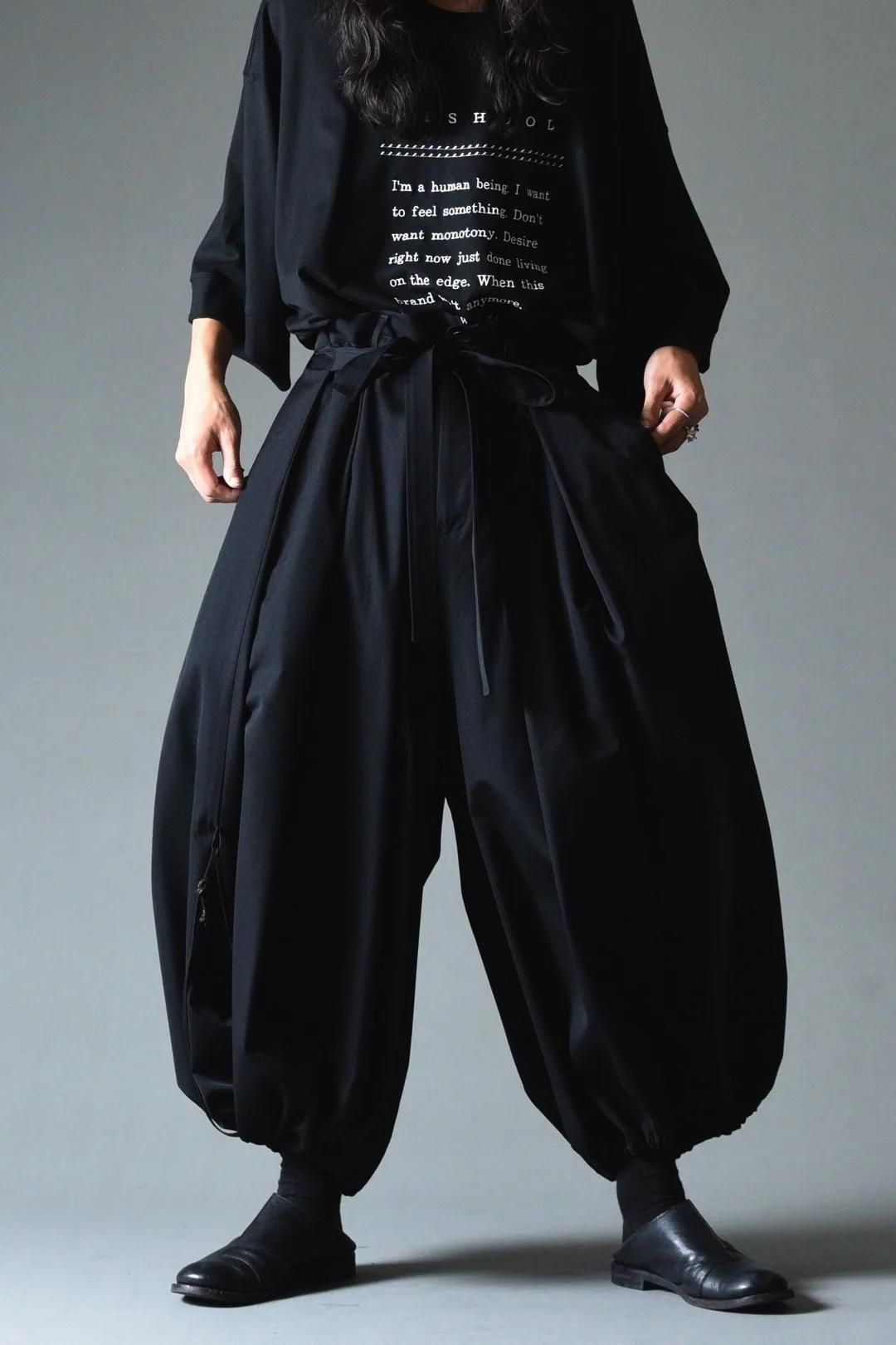 BISHOOL Wool Gabardine KIMONO Balloon Pants black - BISHOOL,Edwina