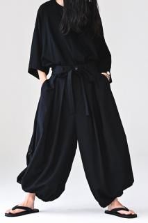 BISHOOL Wool Gabardine KIMONO Balloon Pants black