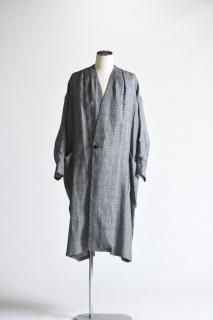 YANTOR Check Linen Tuck Coat Gray