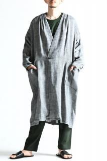 YANTOR Check Linen Tuck Coat Gray