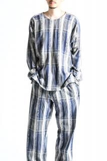 YANTOR Blue Check Khadi Long Pullover