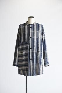 YANTOR Blue Check Khadi Pasted Shirt Coat