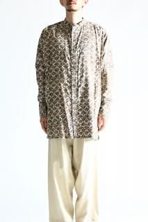 YANTOR Block Print Long Shirt Brown:01