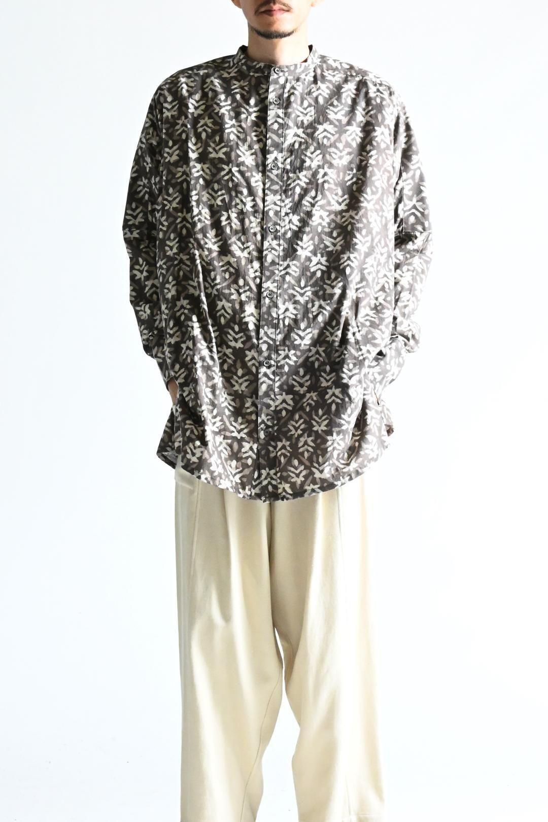YANTOR Block Print Long Shirt Brown:02 - BISHOOL,Edwina Horl