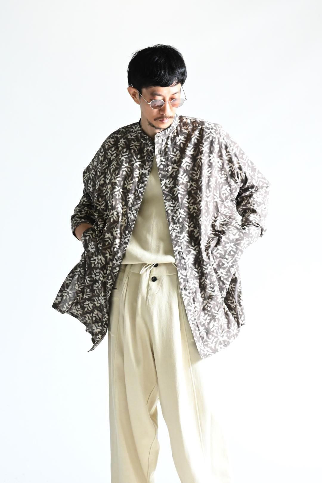 YANTOR Block Print Long Shirt Brown:02 - BISHOOL,Edwina Horl