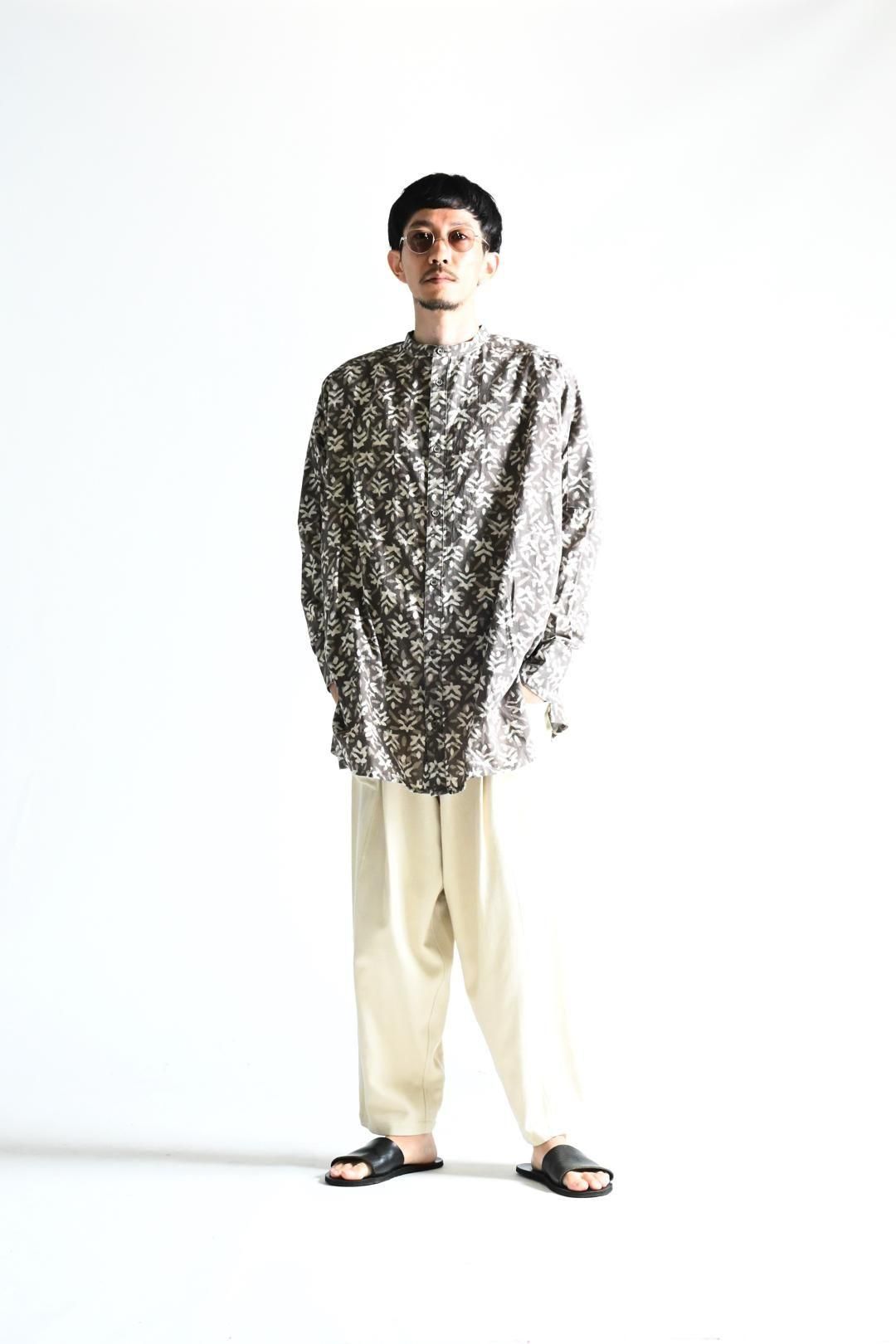YANTOR Block Print Long Shirt Brown:02 - BISHOOL,Edwina Horl
