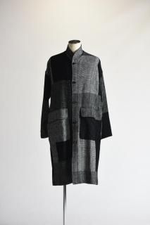 YANTOR 16ply Block Khadi Jacquard Kurta Shirts Coat whiteblack