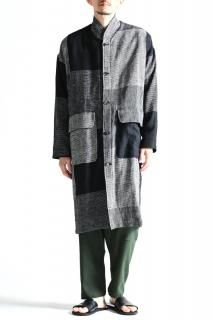 YANTOR 16ply Block Khadi Jacquard Kurta Shirts Coat whiteblack