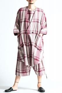 YANTOR Amunzen Check Haori Coat Red