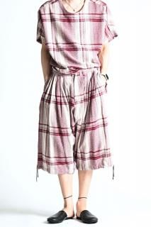 YANTOR Amunzen Check 6tuck Half Pants Red