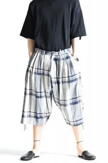 YANTOR Amunzen Check 6tuck Half Pants Blue
