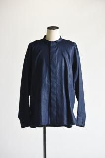YANTOR Glazed Linen Flyfront Shirt Navy