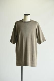 YANTOR Plating Gima Cotton Half Sleeve Pullover Beige