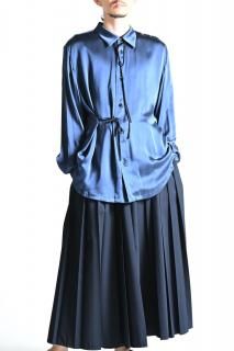 ETHOSENS Silk Over Shirt Blue