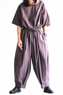 BISHOOL Cotton Wool Hem Tuck Atelier Pants pink brown