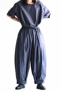 BISHOOL Cotton Wool Hem Tuck Atelier Pants blue gray