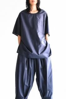 BISHOOL Cotton Wool Tag Big Pocket-T blue gray