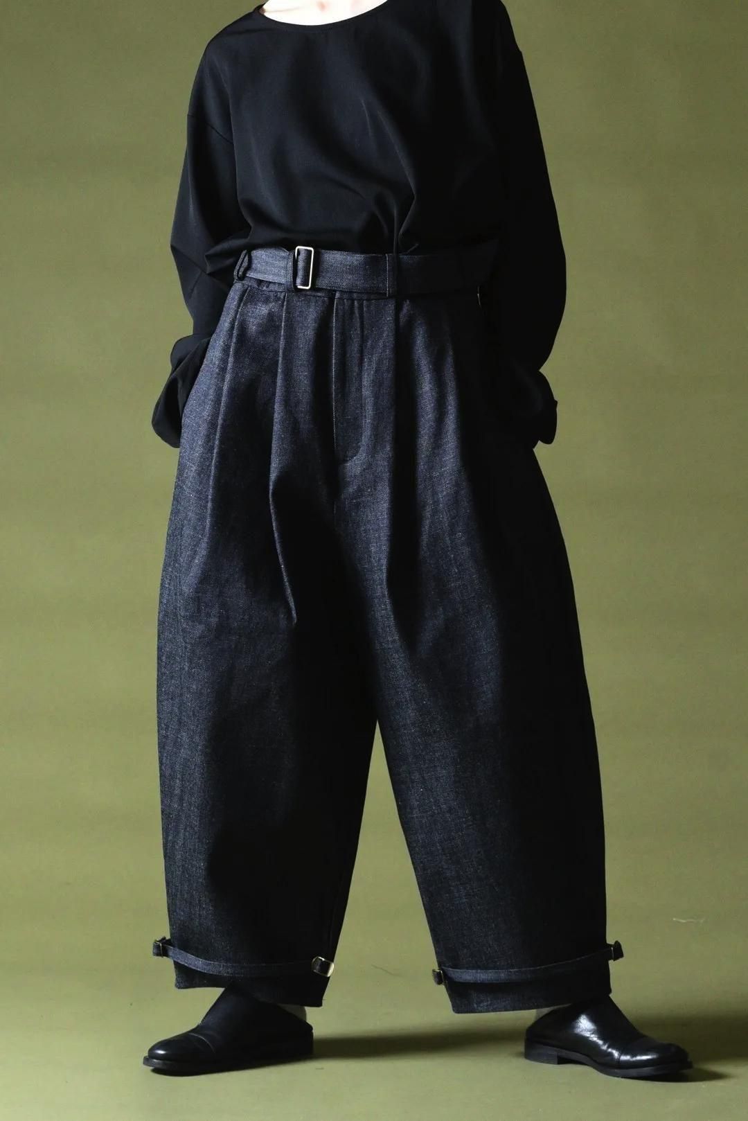 BISHOOL Belted 2 Tuck Slacks Denim indigo - BISHOOL,Edwina Horl,My