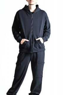 [kujaku 2026SS] K-411 Zip Up Hoodie Black/Light Blue