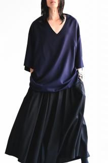 BISHOOL Wool Gabardine TSUNE-GI Big-T -half sleeve- navy