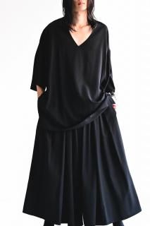 BISHOOL Wool Gabardine TSUNE-GI Big-T -half sleeve- black