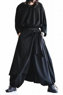 BISHOOL Wool Gabardine Wrap Balloon Pants