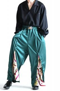 Leh Zip Wide Track Pants Limited Green / White L