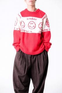 Leh Smiley Knit Sweater Red